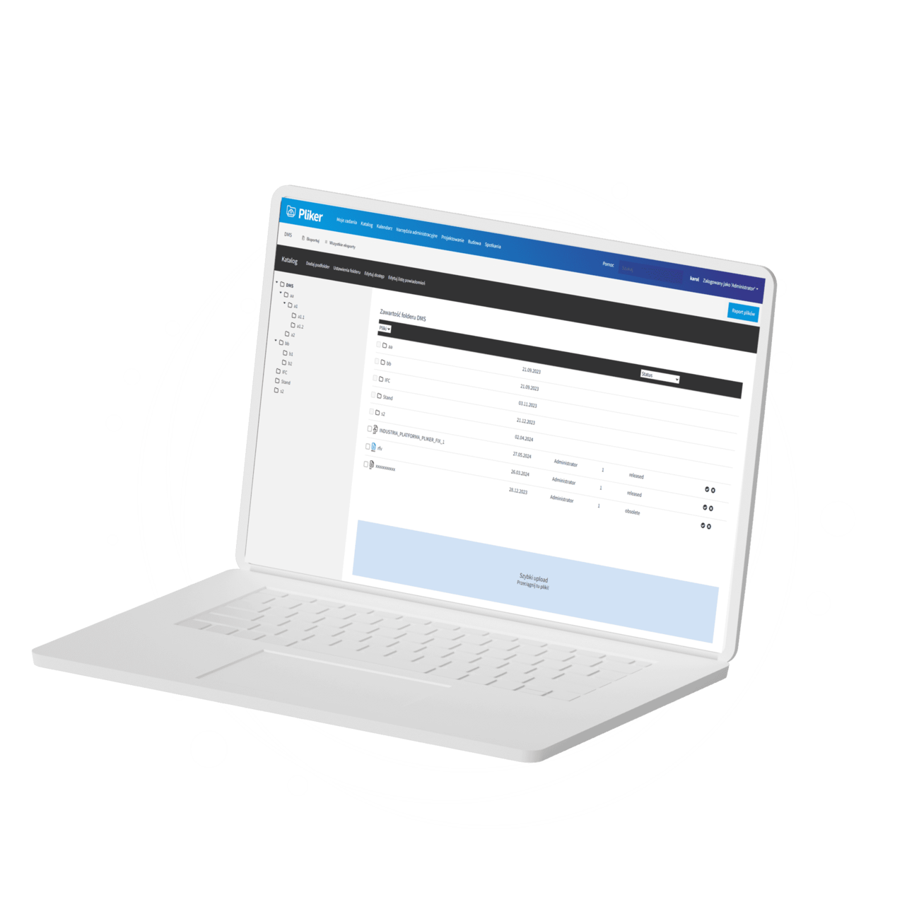 Pliker application on a laptop screen