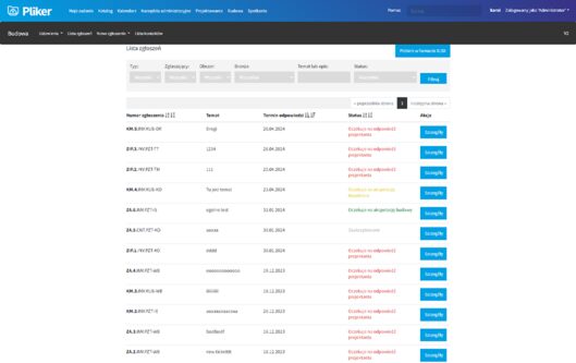 Pliker: request list with filters and statuses
